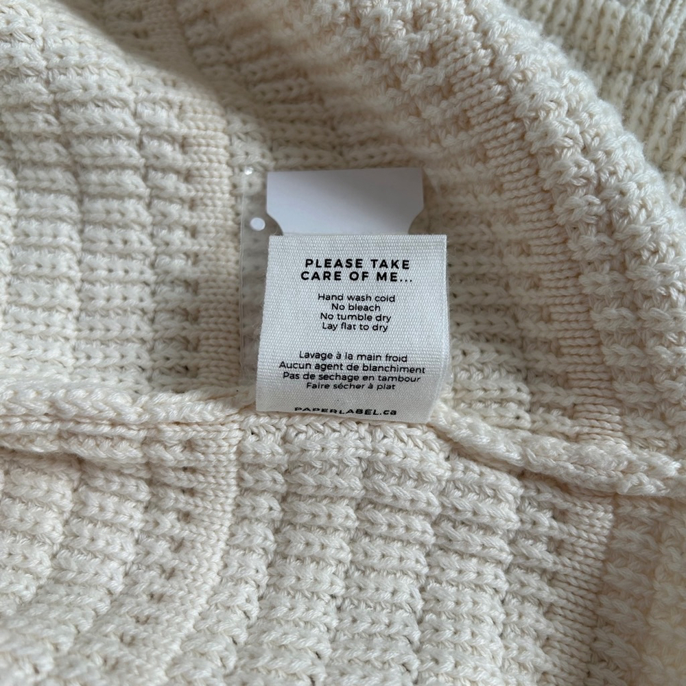 PAPER LABEL Cheyenne Knit Vest Sleeveless Pullover Quarter Zip Cream Size Medium - Picture 14 of 14